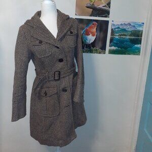 CREAM HOODED WINTER COAT